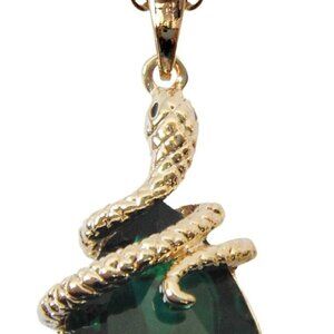 18k Gold Plated Water Drop Crystal Multicolor Zircon Snake Pendant Necklace 16"+
